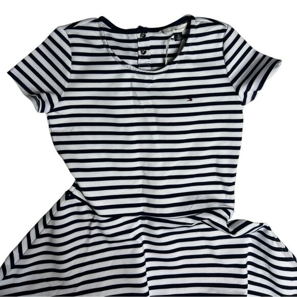 Tommy Hilfiger Essential Blue and White Stripe Skater Dress Girls Size 12 NWT - Picture 4 of 9